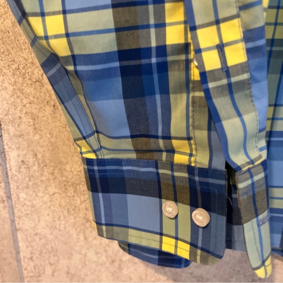 Jos. A. Bank Blue and Yellow Plaid Shirt Men’s Large EUC - Picture 4 of 12